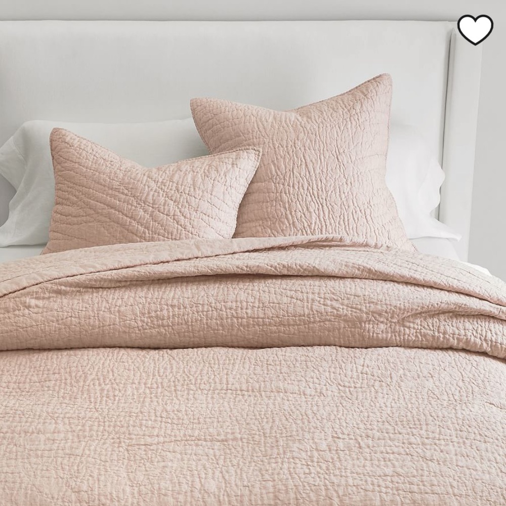 Pottery Barn Set of 2 Belgian Flax Linen Hand Stitched Shams Euro Soft Rose